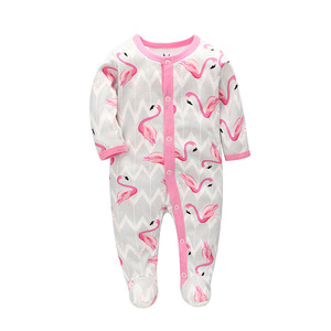 Venta al por mayor <span class=keywords><strong>caliente</strong></span> personalizado de dibujos animados-Imprimir bebé bambú pijamas de manga larga bebé invierno pijamas de estilo largo bebé mamelucos - Product Image 2