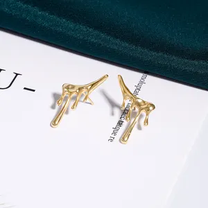Wholesale 925 Sterling Silver 18k Gold Plated Jewelry Designer Unique Design Big Water Drops Stud Earrings For 2022 Women