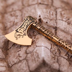 Vintage Norse Viking Dragon Amulet Runes Axe Pendant <strong>Pagan</strong> <strong>Jewelry</strong> for Wedding Occasions - Product Image 3