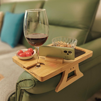 Table d'appoint pliable en bambou avec finition laquée, support de téléphone rotatif à 360°, plateau de rangement pour vaisselle et boissons, design moderne