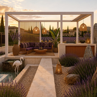 Bioklimatische Elektrische Pergola Moderne Aluminium-Lamellendach-Gartenlaube Wasserdichter Motorisierter Pavillon für Außenbereich Balkon Terrasse Pulverbeschichtet