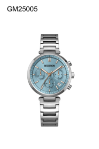 Montre-bracelet chronographe à quartz raffinée et intemporelle en acier inoxydable de 36 mm avec verre saphir et étanchéité 5 ATM pour le bureau - Product Image 4