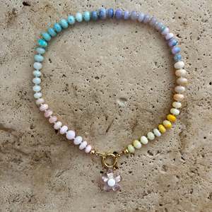 Collar de Mujer con Colgante de Piedras Naturales Coloridas, con Cierre de Presión Redondo de Acero Inoxidable Chapado en Oro de 18K - Product Image 3
