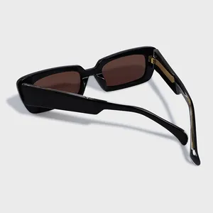 Yeetian Lunettes de soleil en acétate à monture noire rectangulaire personnalisée Occhiali Da Sole pour femme