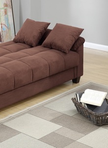 Living Room Adjustable <b>Sofa</b> Chocolate Color Microfiber Plush Storage Couch 1pc Futon <b>Sofa</b> w Pillows - Product Image 3