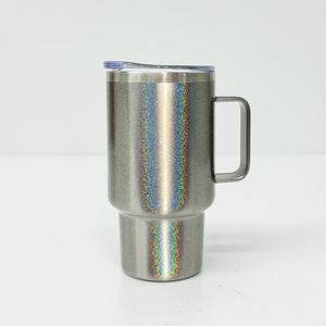 Vaso de Acero Inoxidable Aislado al Vacío de 3oz con Brillo y Colores Arcoíris, con Asa y Pajitas Metálicas - Product Image 2