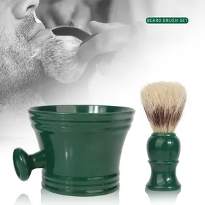 Venta al por mayor accesorios de peluquero para hombres cerdas de jabalí barba brocha de espuma de afeitar y juego de cuencos fabricante personalizado