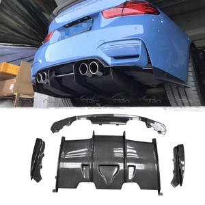 PSM Style Rear Bumper Shark Fins Spoiler Wing Lip <b>Splitters</b> for BMW F80 M3 F82 F83 M4 Carbon Diffuser - Product Image 3
