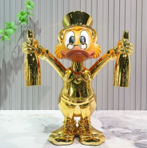 Nuovi Arrivi Pronta Spedizione Scultura <span class=keywords><strong>Pop</strong></span> <span class=keywords><strong>Art</strong></span> Cartoni Animati Famoso Papero con Bottiglie Scultura in Resina per Decorazione Casa - Product Image 2