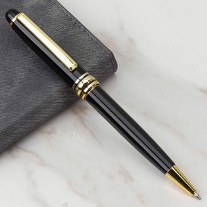 27 Luxury Business School Black Body Gold <b>Silver</b> Trim Personalized Logo Ball <b>Pen</b> Gift Set With Box - Product Image 4