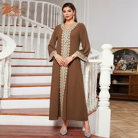 Uni Personnalisation Musulman Abaya Robe Dubaï Solide Couleur Applique Ceinturée Turquie Marocain Caftan De Luxe Robe Femmes Robes