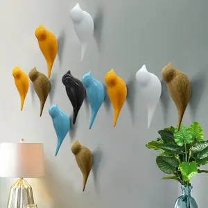 Creative Bird decoration Resin Wood Grain Bedroom Door After The Animals Hooks 3D Coat Hook Single Wall Hanger