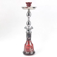 Chicha portable moderne YOUCHENG en acier inoxydable noir, écologique, avec 4 tuyaux, ensemble complet, pinces miroir en métal et fer – Vente en gros