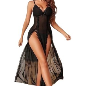 2025 New Sexy Home Wear <b>Suspender</b> Nightgown <b>Set</b> with Panties, Sexy <b>Suspender</b> Mesh Nightgown for Women, See-through - Product Image 5