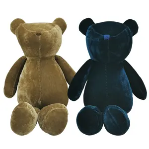 New designs cute dark blue super soft plush toy teddy bear custom newborn baby toy golden velvet plush bear without eyes