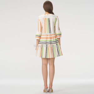 Robe Courte Rayée en Lin et Coton pour Femme – Nouvelle Collection Été Décontractée, Confortable et Tendance, Tissage Personnalisé - Product Image 6