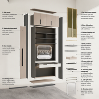 Armoire moderne du milieu du siècle avec éclairage LED, commode intégrée pour chambre à coucher, coiffeuse personnalisée