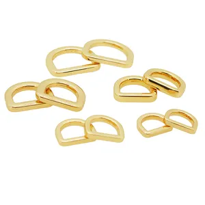 Grosir kustom Logo warna 15 16 20 25mm logam gesper D cincin tas perangkat keras Gunmetal d-ring mawar emas D cincin untuk tas tangan