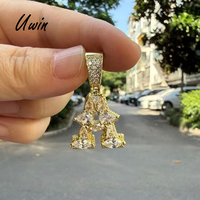 Uwin Colgante de Letra Inicial con Circonitas Cúbicas en Forma de Pera, Chapado en Oro de 18K, Estilo Hip Hop, Colgante de Alfabeto Personalizado, Joyería con Nombre Personalizado