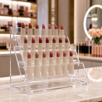 Présentoir à Rouge à Lèvres Personnalisé en Acrylique, Support Cosmétique Transparent, Organisateur de Maquillage à Niveaux, Présentoir de Comptoir avec Logo OEM, Étagère de Magasin