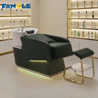 Luxe tête noire Spa fauteuil de massage du cuir chevelu shampooing lit avec vapeur cheveux Spa Salon chaise de lavage à vendre