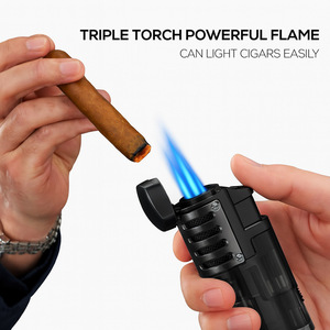 Metal Three Pronged Cigar <b>Lighter</b> <b>Windproof</b> Direct Fire Gas Filled Multi Functional Igniter For Outdoor Use - Product Image 3