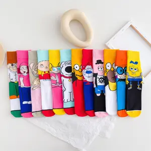 Wholesale Funny Socks Cotton Big Size Custom Novelty Comics Cartoon Calcetines Women Crew Men Happy Socks