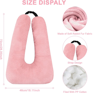 Dormeur tenir amovible en forme de U oreiller adultes enfants pour soutenir la tête corps voiture siège arrière voyages rose voyage en peluche oreiller - Product Image 2