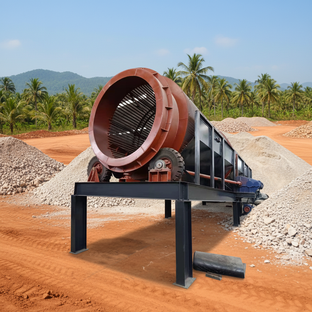 Heavy-Duty Small Mobile Trommel Drum Screen Firewood Rock Soil Stone Sand Gravel Ore Mineral Particle Size Vibrating Screen