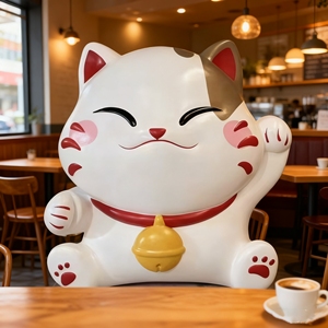 CS182 Customizable High End Easy Maintenance Fiberglass Cat Sculpture Large Cartoon Art Piece for Event Venue Brand Store <b>Decor</b> - Product Image 1