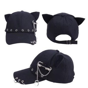 Casquette de baseball unisexe pour enfants, en coton respirant, <span class=keywords><strong>à</strong></span> <span class=keywords><strong>6</strong></span> panneaux, avec design de rivets sur les oreilles, style tendance et décontracté, effet amincissant pour le visage, collection Printemps-Automne - Product Image 1