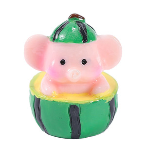 Figurine d'éléphant pastèque miniature en résine, décoration animale pour la maison, ornement artistique rond, trois styles - Product Image 5