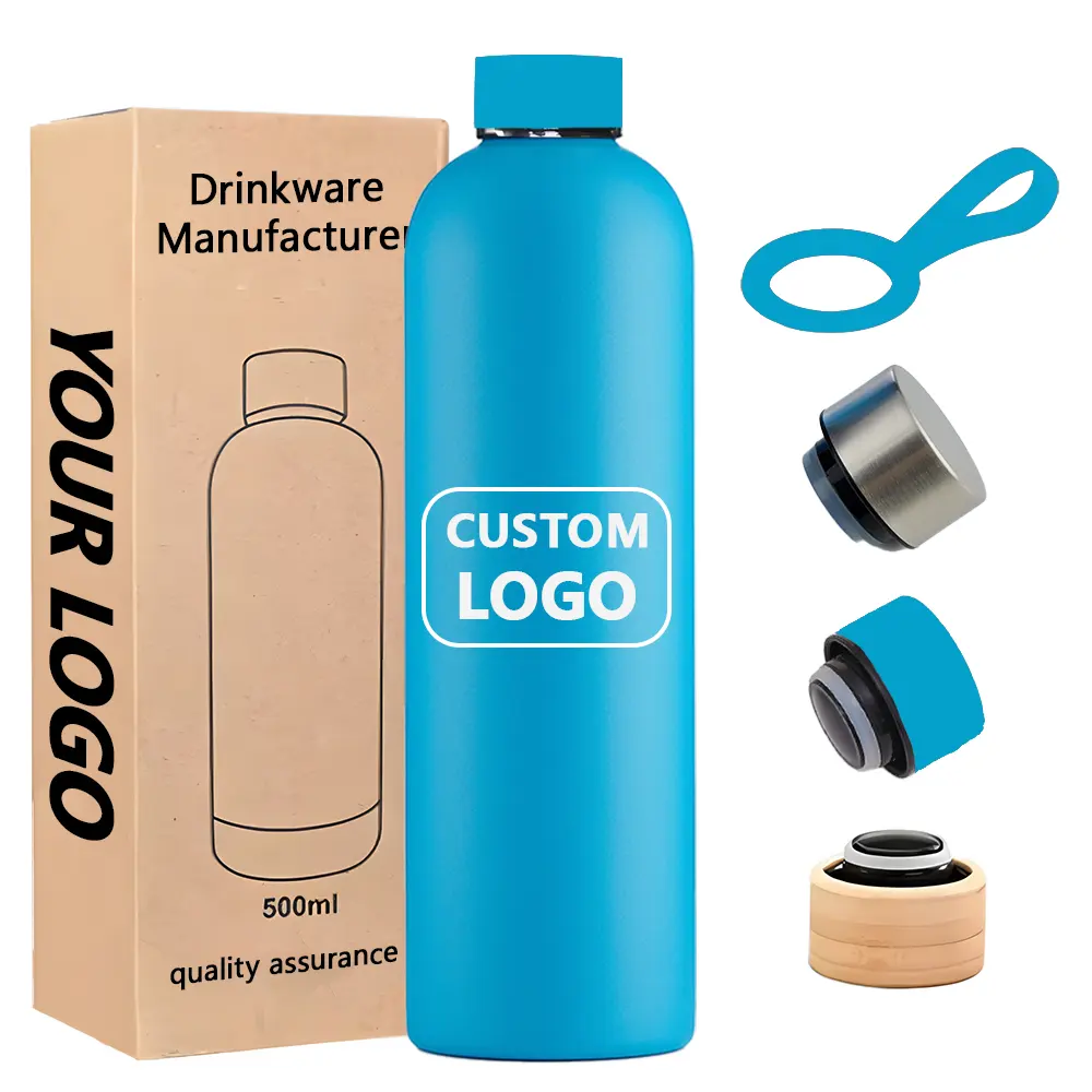 Garrafa de vácuo com logotipo personalizado 350/500/750ml, garrafa de água isolada de parede dupla para viagem, garrafa de água em aço inoxidável, ideal para uso em vendas