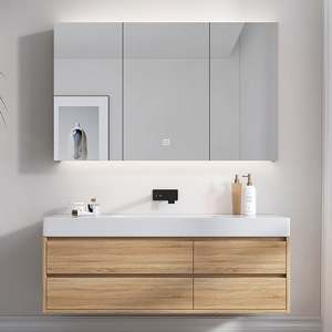 Mueble de Baño Individual de Madera de Nogal de Estilo Retro Color Melad con Espejo Inteligente - Product Image 6