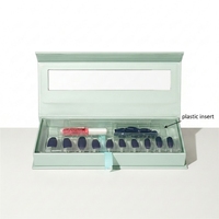 Boîte magnétique rigide personnalisée pour faux ongles avec fenêtre transparente, emballage de luxe en blister pour kits de faux ongles, boîte pour ensemble de soins de la peau