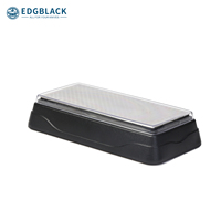 Pierre à aiguiser diamantée double face EDGBLACK SJ0831M, grain 360/600, durable, multifonctionnelle, noire, pour aiguiser les couteaux, antidérapante, en ABS