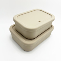 Boîte à lunch portable en silicone bento pour enfants sans bpa avec pack de 2 compartiments à 3 compartiments