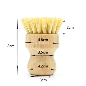 Kitchen Bamboo Dish <b>Scrub</b> <b>Brushes</b> Wooden Cleaning Scrubber with Natural Bristles - Product Image 4