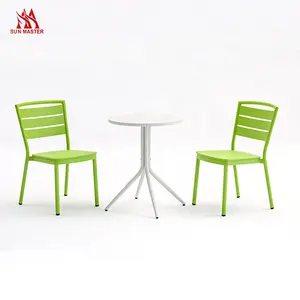 Aluminum Outdoor Cafe Furniture Bistro Chairs Patio Restaurant Hotel Commercial Dining Terrace Metal Garden Chair And Table Set