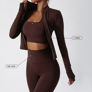 Yoke 2023 Herfst Athleisure 3-delige set: Leggings, sportbeha en jack met rits, zacht als boter, dames yogakleding - Product Image 5