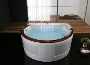 Baignoire autoportante avec panneau de commande de massage, bain à remous haut de gamme <span class=keywords><strong>Balneo</strong></span> avec bois de teck - Product Image 2