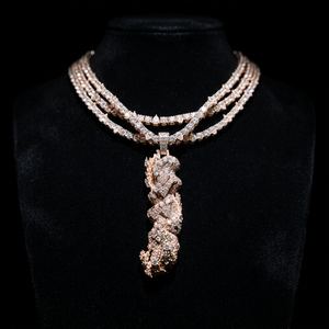 Collar con colgante de garra de moissanita de plata 925, cadena de tenis estilo Iced Out Fang, joyería Hip Hop con letras gruesas - Product Image 5