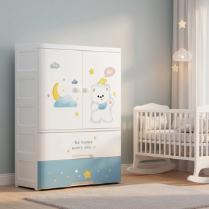 Armadio in Plastica per Camera dei Bambini, Organizzatore per Vestiti a 3 Ripiani, Moderno e Resistente - Product Image 3