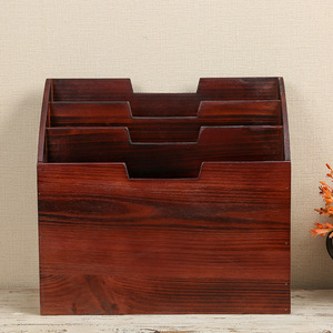 Wooden Magazine <b>Storage</b> Rack Solid Color Desktop Organizer With Partitions For Office Home Use - Product Image 2