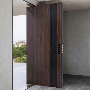 <span class=keywords><strong>Porte</strong></span> d'entrée pivotante de sécurité en bois plaqué, style américain, avec cadre en aluminium et serrure intelligente - Product Image 2