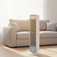 Ventilador de Torre de Venta Directa de Fábrica para Dormitorio, Ventilador de Pie Inteligente de 25 pies/s con Oscilación de 90°, Sin Aspas, con Control Remoto, Alimentación USB y Luz