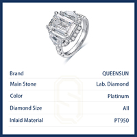 Bague de fiançailles halo en diamant de laboratoire taille émeraude 5 carats D18k IGI, bijoux de luxe pour femmes, cadeau d'anniversaire de mariage