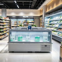 Vitrine réfrigérée combinée pour supermarché, armoire de présentation, congélateur coffre profond pour glaces et poissons