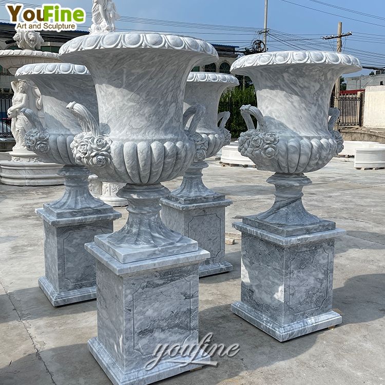 Classical Natural Antique Large Marble Carving Stone Outdoor Planters