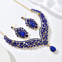 Ensemble de bijoux fantaisie de luxe léger, boucles d'oreilles et collier en diamant, zircon en forme de goutte d'eau, classique pour accessoires de mariée, bijoux fantaisie